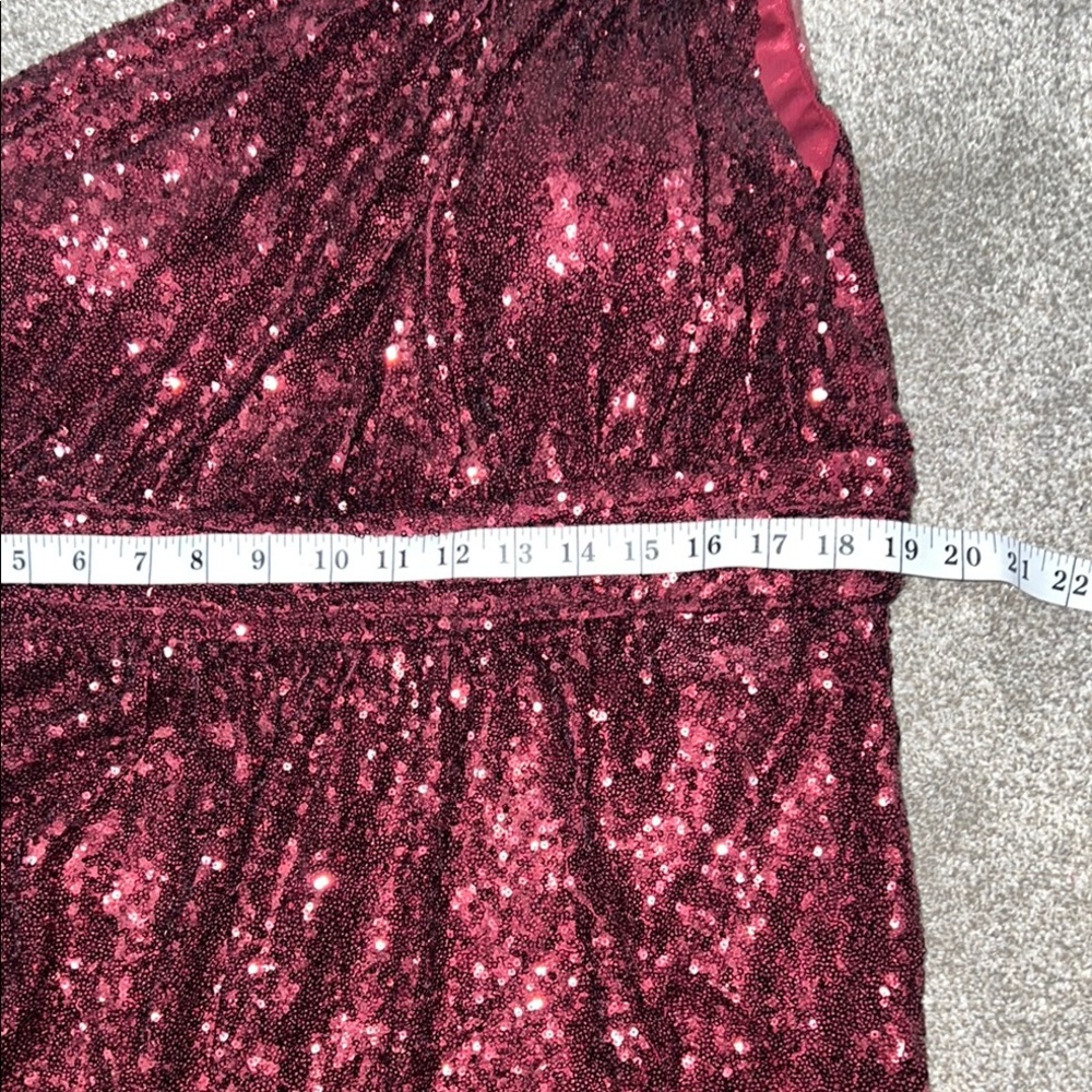 Revelry Red long deep evening dress One Shoulder SequiGown for Weddings zs 22 - Picture 9 of 16